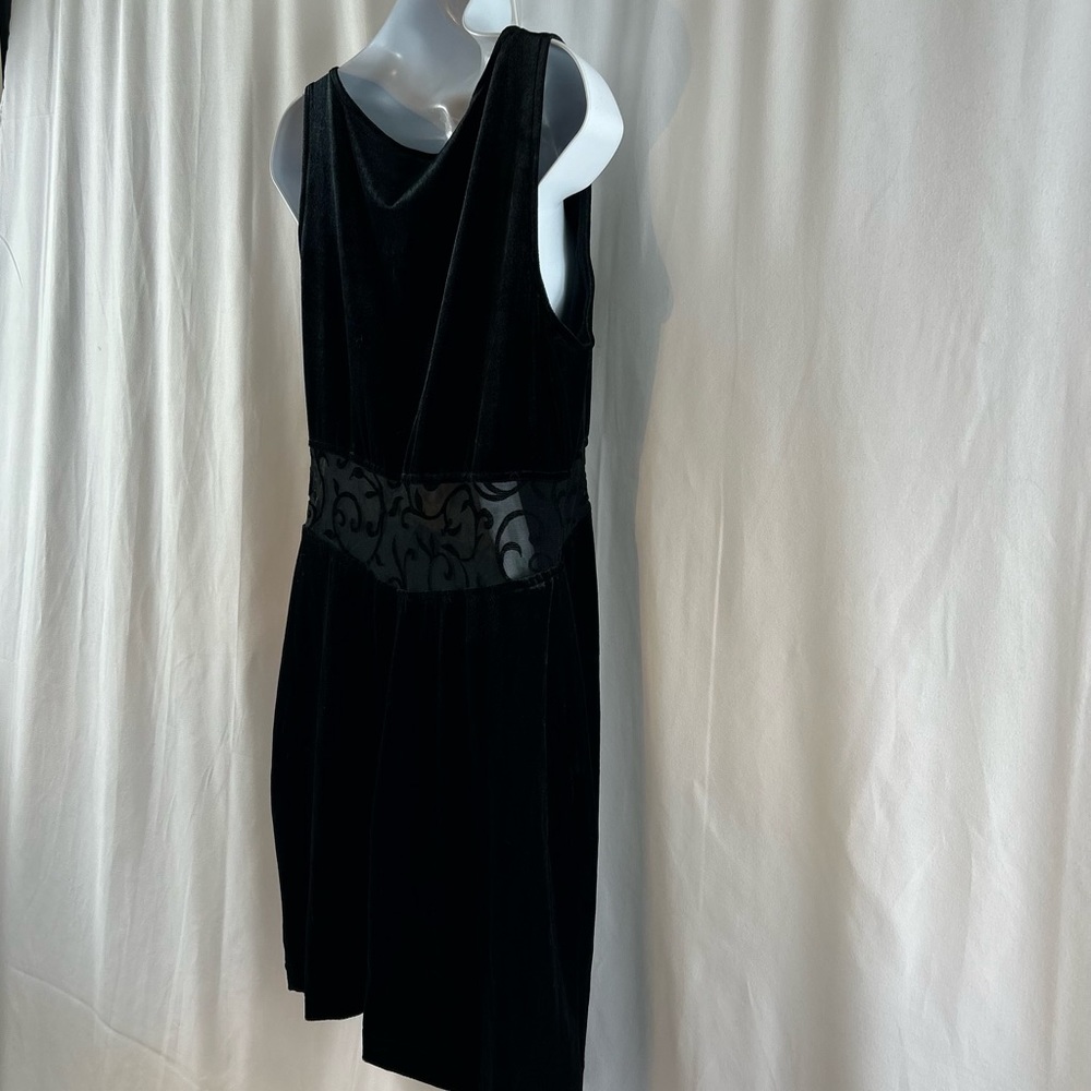 All that Jazz black velvet knit lace cutout waist sleeveless minidress L - Picture 6 of 15
